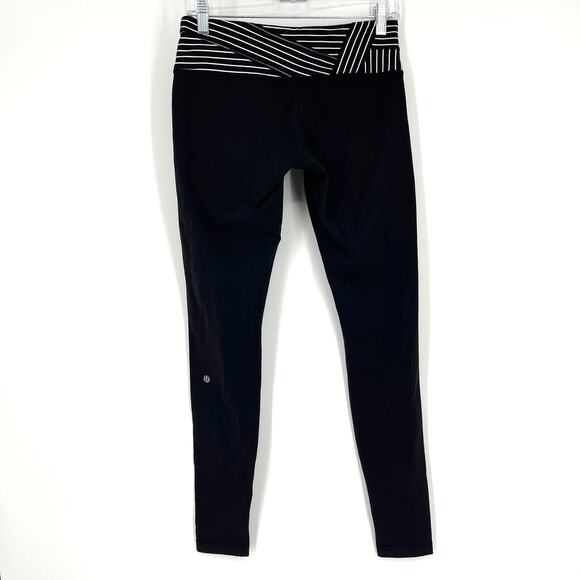 Lululemon Wunder Under Leggings Full Length Black White Size 8 - Picture 2 of 7